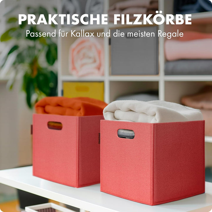 Filzkorb faltbar 6er Set peach pink 30x30x30cm | 6er Set Boxen Aufbewahrung Filz | Faltbox geeignet