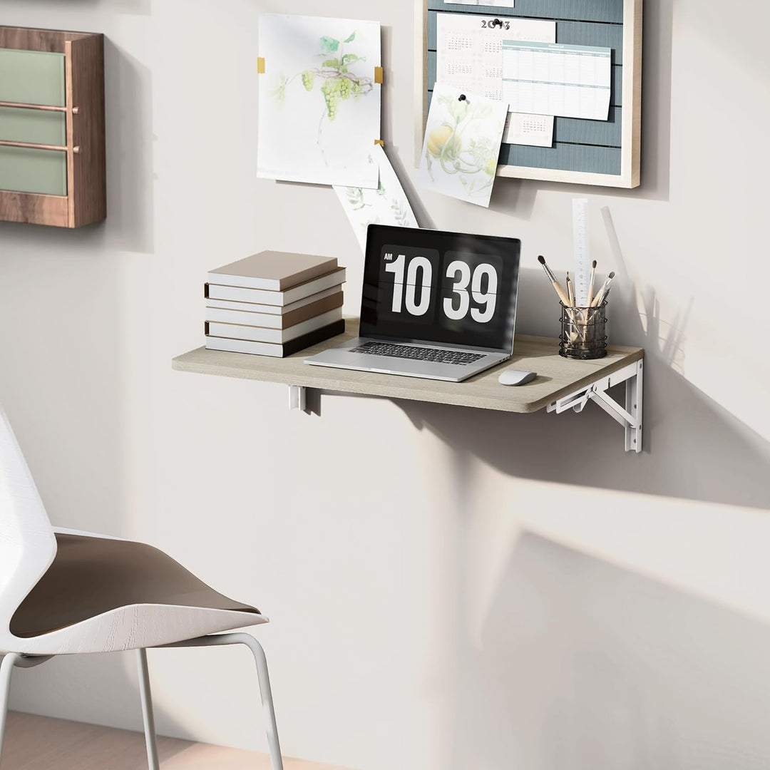 HOMCOM Wandklapptisch, 60x40 cm Klapptisch, Platzsparender Schwimmender Schreibtisch mit abgerundete