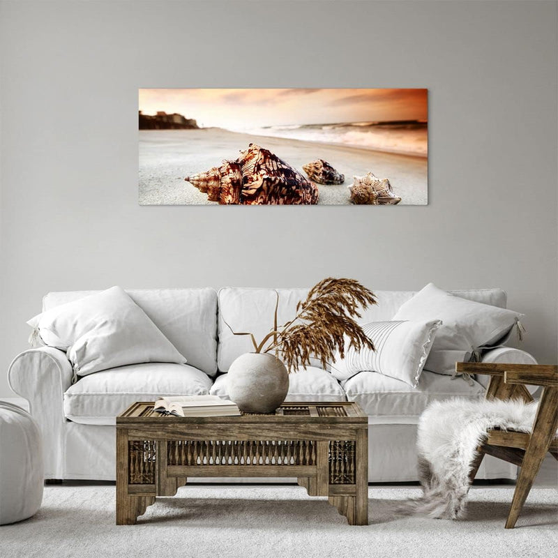 Panorama Bilder auf Leinwand 100x40cm Leinwandbild Strand schön karibisch bunt Gross Wanddeko Bild S