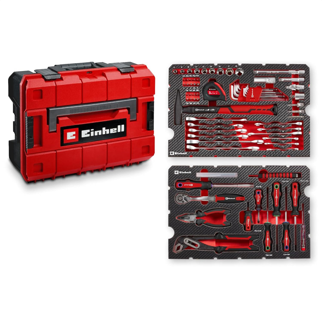 Original Einhell E-CASE 80-tlg. Werkzeugkoffer (Werkzeug-Set im robusten, stapelbaren Kunststoffkoff