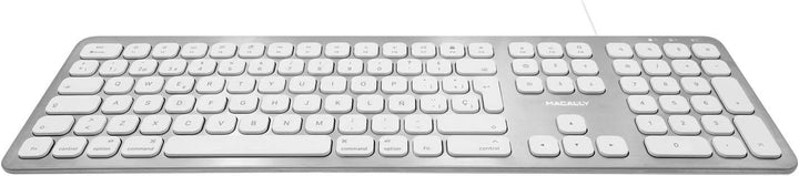 Macally WKEYHUBMB-ES, erweiterte Mac-Tastatur mit Ziffernblock, 2 USB Ports und spanischem Layout, U