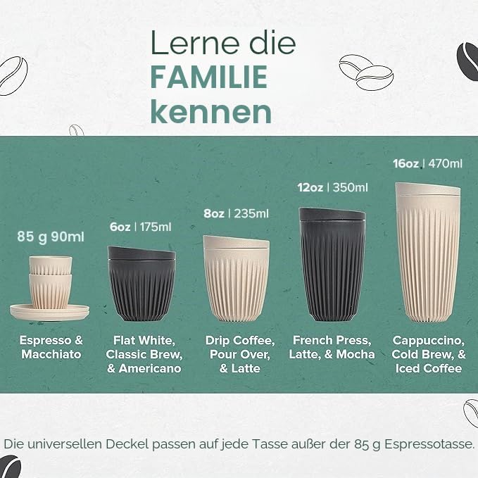 Huskee Tasse + Deckel, Anthrazit (237 ml) Anthrazit 1 Count (Pack of 1), Anthrazit 1 Count (Pack of