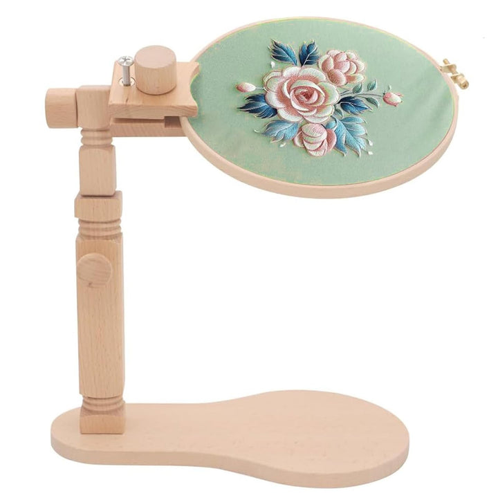 RoseFlower Kreuzstich Ständer Stickrahmen Holz Drehbarer Stickständer für Tisch Embroidery Hoop Stan