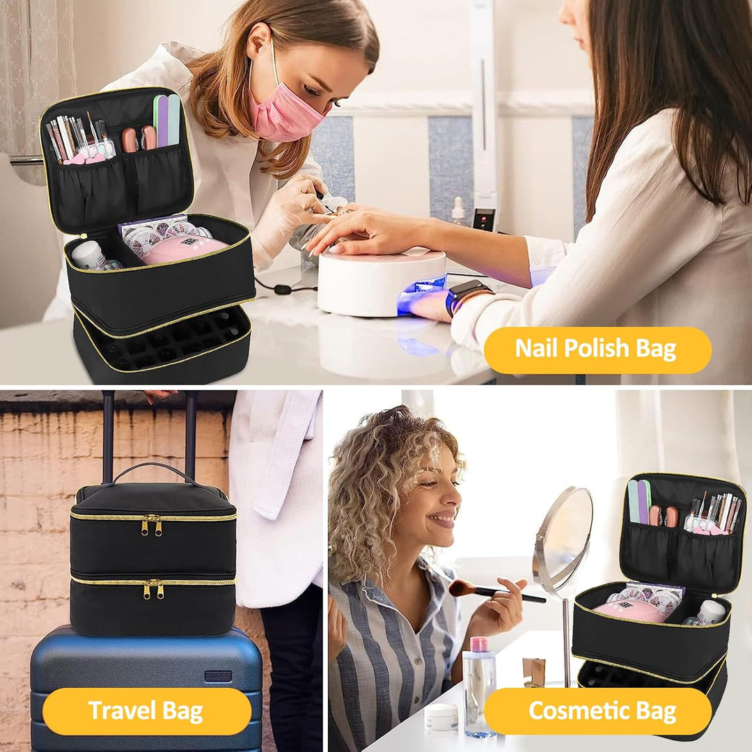 Doppelschicht Nagellack Tasche, Aufbewahrung Tasche, Wasserdicht Nagellack Organizer, Nylon Kosmetik