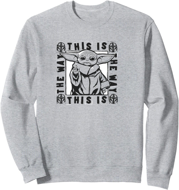 Star Wars Grogu This Is The Way Black & White Mando Border Sweatshirt