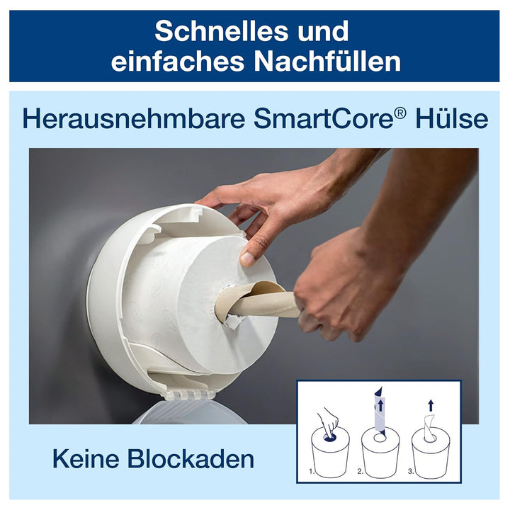 Tork SmartOne® Mini Doppelrollenspender für Toilettenpapier Weiss T9, Hohe Kapazität, Elevation Lini