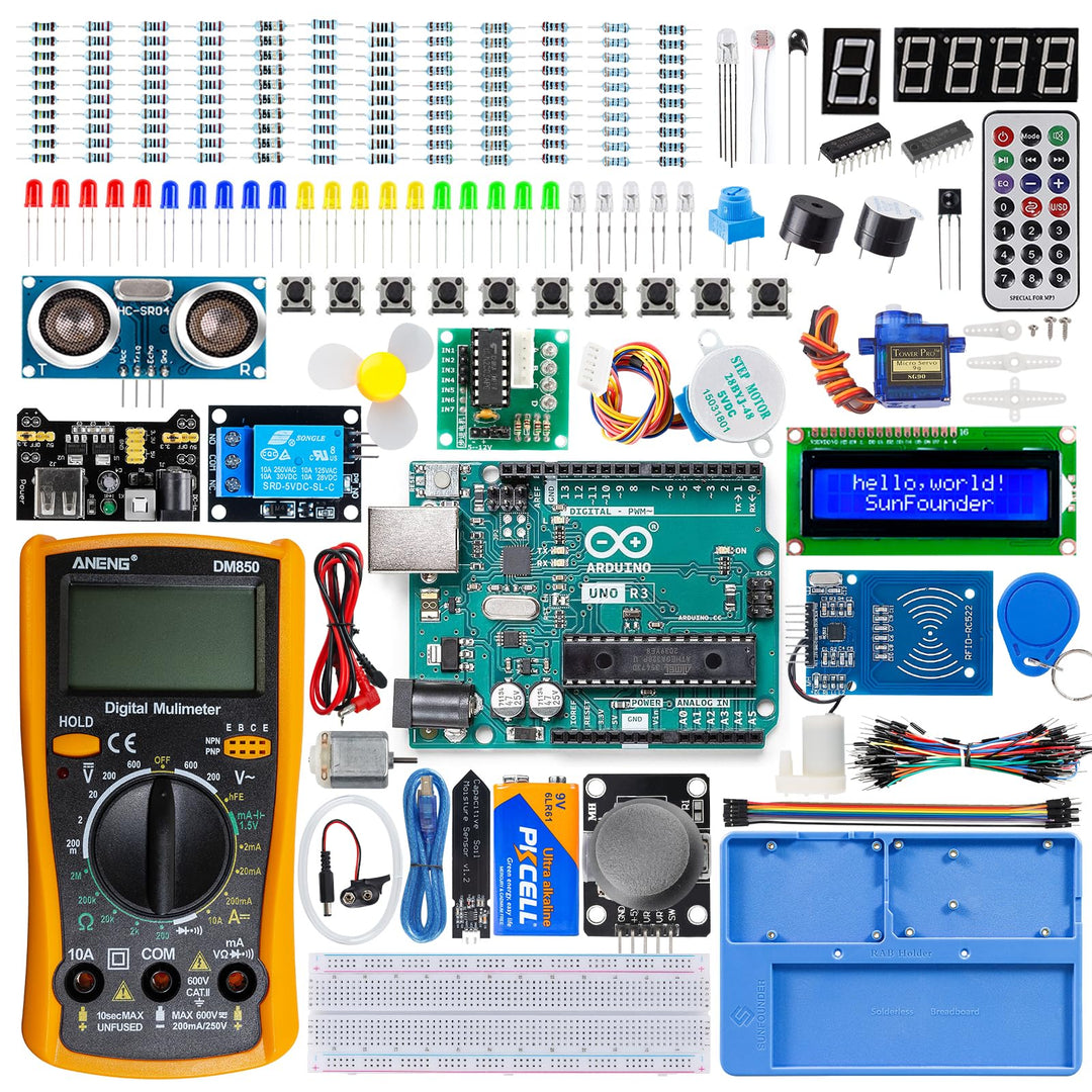 SunFounder Inventor Lab Starter Kit mit Original Arduino UNO R3 REV3 Multimeter 34 Projekte 40+ Vide