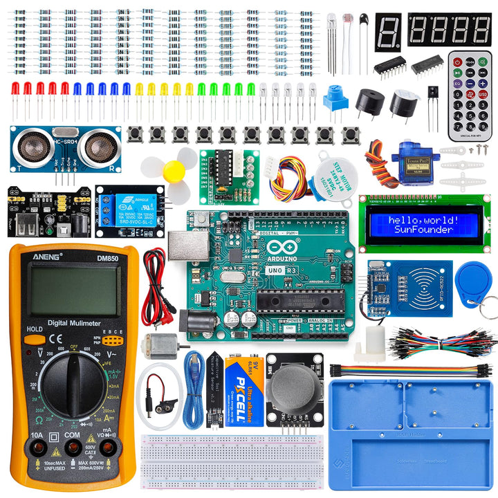 SunFounder Inventor Lab Starter Kit mit Original Arduino UNO R3 REV3 Multimeter 34 Projekte 40+ Vide
