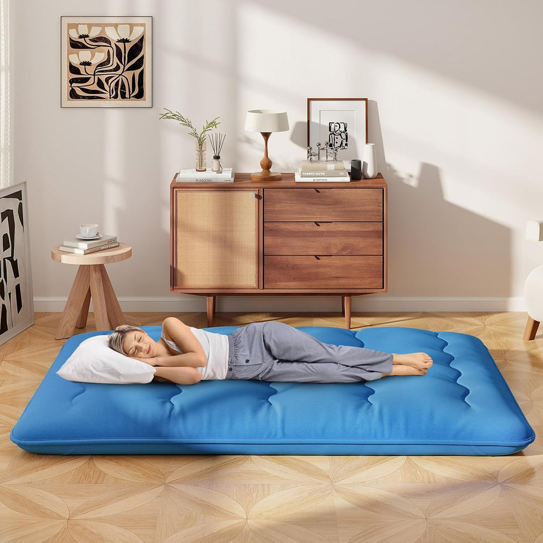 COSTWAY Japanische Futon Matratze, Tatami-Matte, Bodenmatratze, Klappmatratze mit waschbarem Bezug,