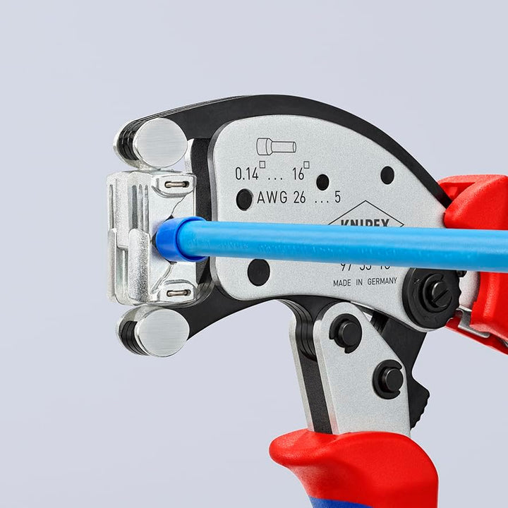 Knipex Twistor®16 Selbsteinstellende Crimpzange für Aderendhülsen mit drehbarem Crimpkopf verchromt,