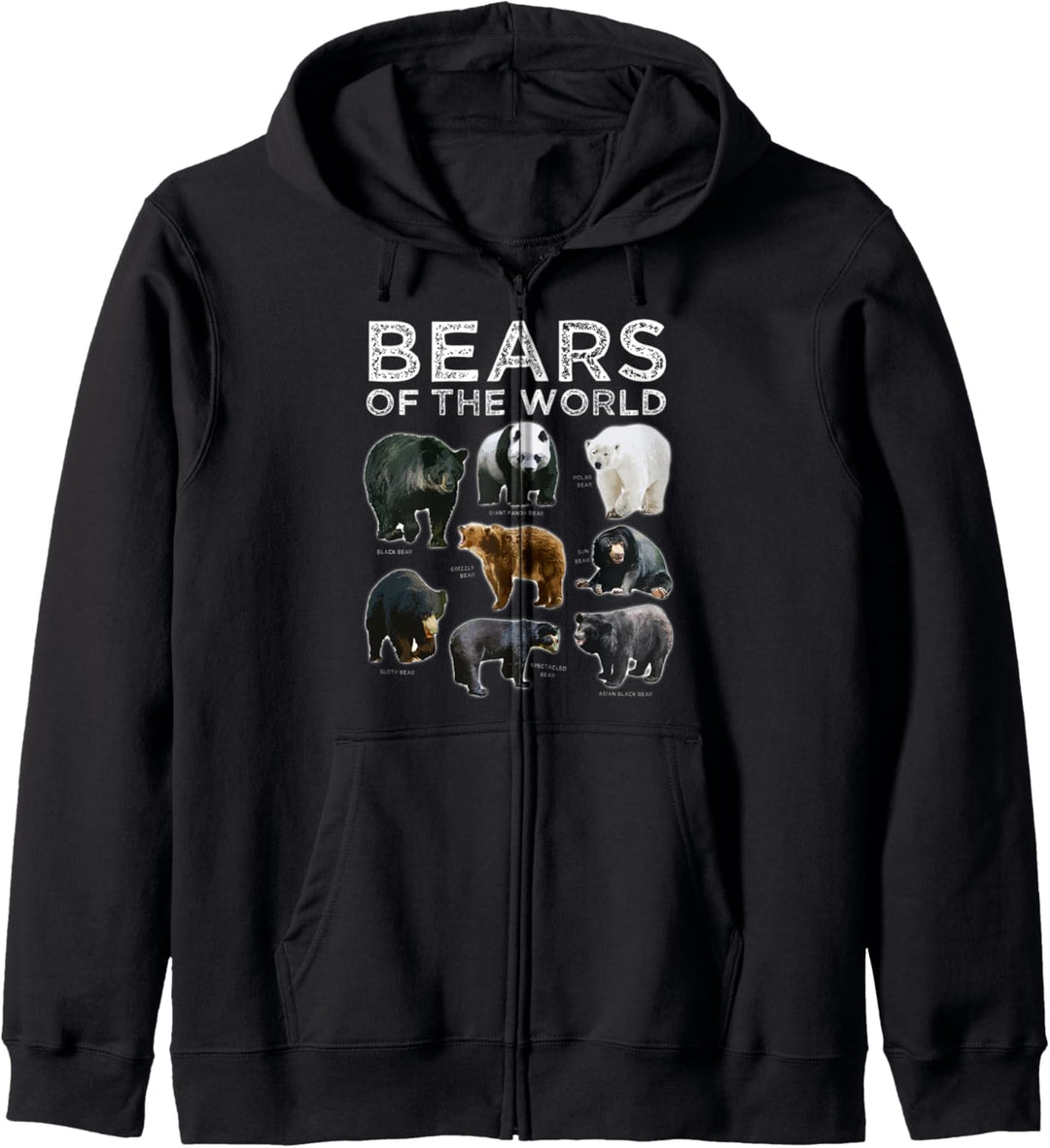 Acht Bären der Welt Panda Polar Grizzly Schwarzer Niedlicher Kapuzenjacke