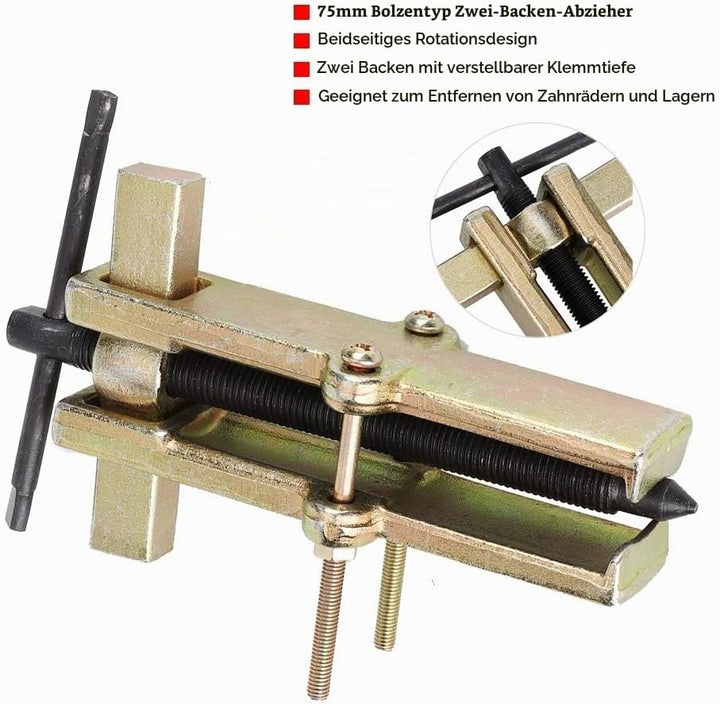 Abzieher 100mm Zweiarmiger Radlagerabzieher mit Armbolzen Kfz Lagerabzieher Reparaturwerkzeug Zweiba