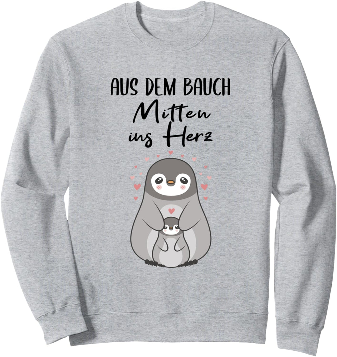 Aus dem Bauch Mitten ins Herz süsses Pinguin Kinder Sweatshirt