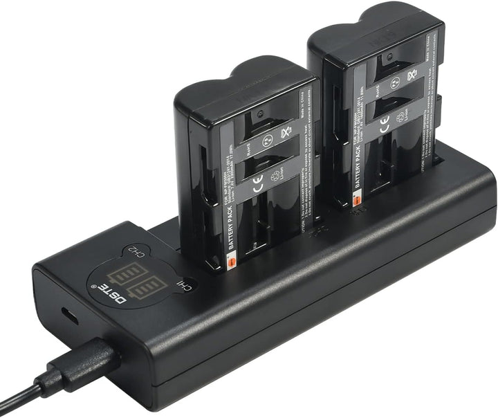 DSTE (2-Pack) NP-FM500H Ersatz Batterie + Duales USB-Ladegerät mit LCD-Display Kompatibel mit Sony a
