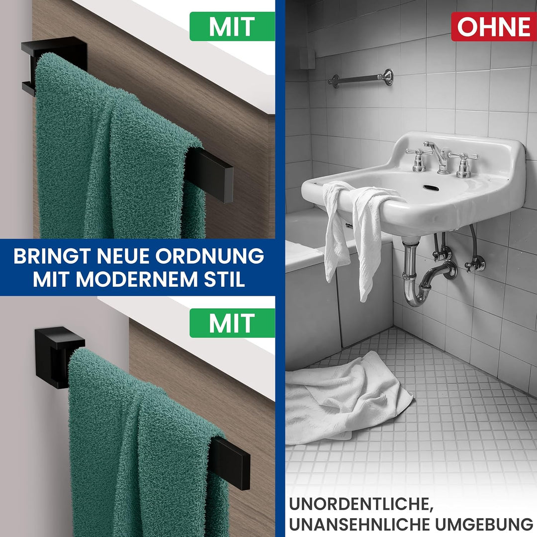 rtmr Handtuchhalter Wandmontage & Schrankmontage, schwenkbar, schwarz matt, Premium Gästehandtuchhal