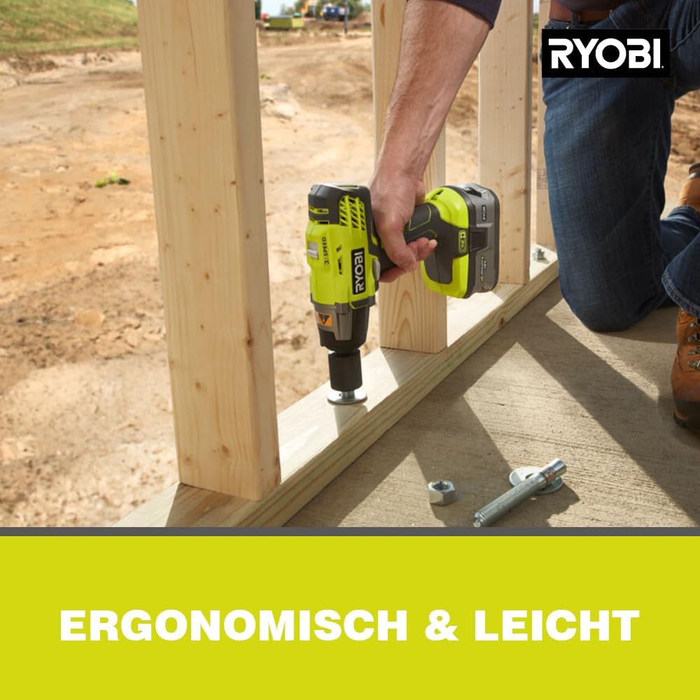 RYOBI 18 V ONE+ Akku-Schlagschrauber R18IW3-120S3 (max. Drehmoment 400 Nm, 1/2 Zoll Vierkant-Aufnahm
