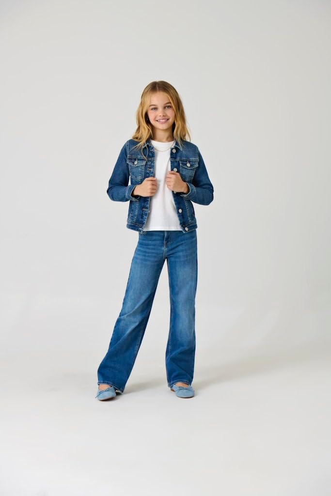 ONLY Girl Weit geschnitten Jeans KOGMADISON Mittlere Taille Gerade geschnitten Jeans 116 Medium Blue