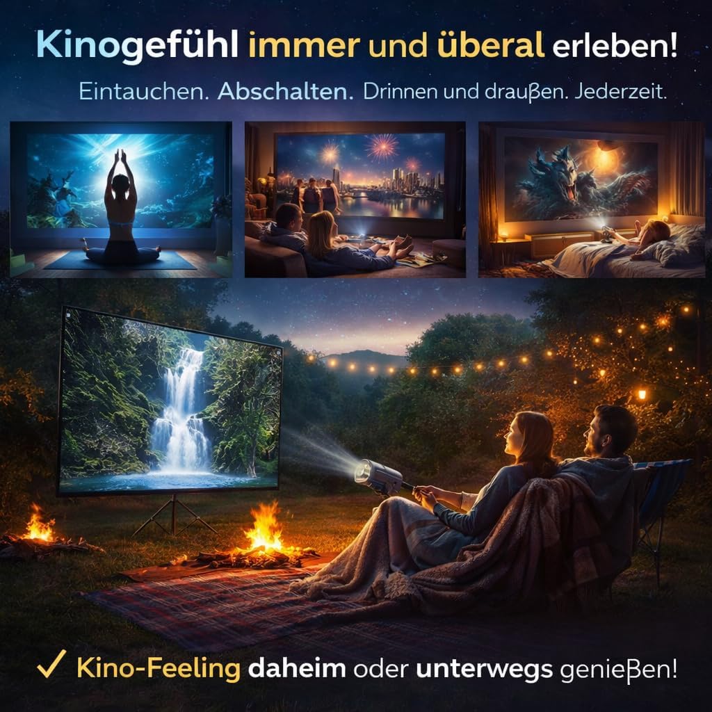 Osmo™ FlixPro Mini Beamer Projektor Heimkino WLAN 6 Bluetooth 4K 1080p LED HDMI