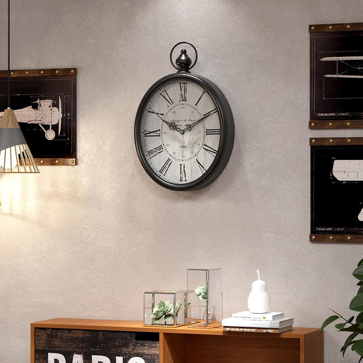Menterry Rechteck Retro-Wanduhr, altmodisches antikes Design, rustikaler Vintage-Stil, batteriebetri