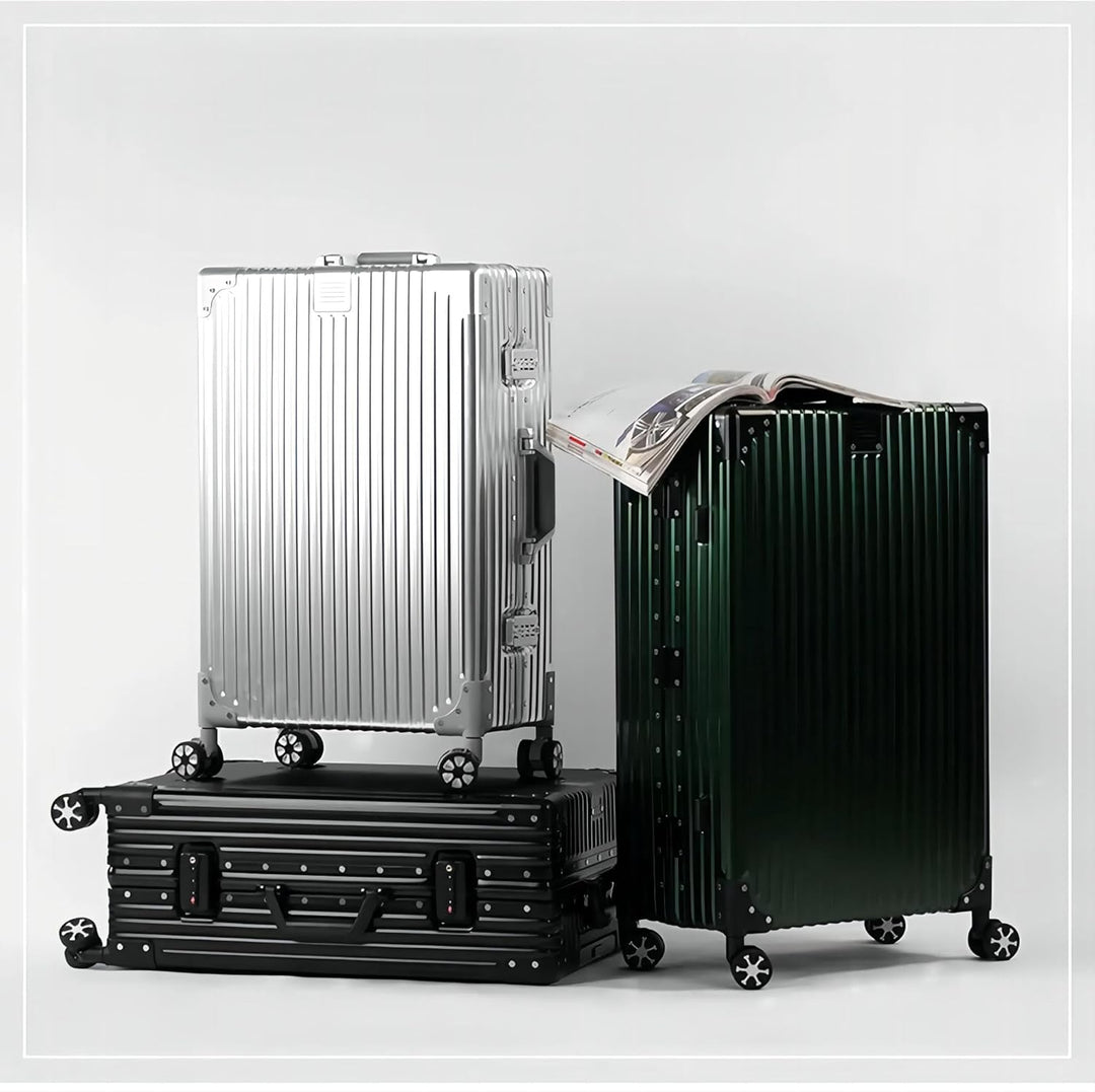 Aoliwei 100% Aluminium Koffer Handgepäck (45L) - Premium Vollaluminium Reisekoffer - Robuster Trolle