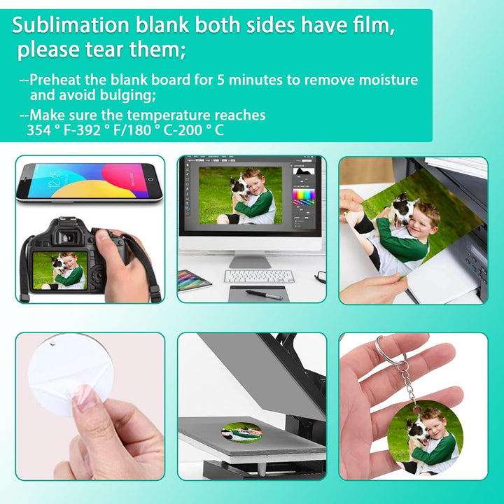120 Stück Sublimation Schlüsselanhänger Rohlinge Set mit Wärmeübertragungs MDF Blanko 3 Formen, Quas