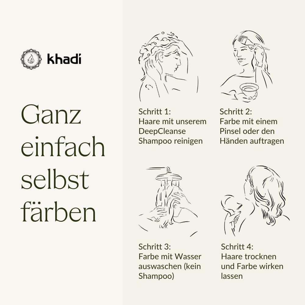 khadi DUNKELBLOND Pflanzenhaarfarbe - Haarfarbe für mattes, mittleres Aschblond bis zu sattem Dunkel