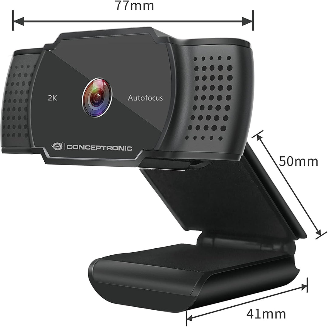 Conceptronic Webcam AMDIS02B 2k Super HD Webcam+Microphone sw, grau 2K Super HD AMDIS02B, 2K Super H