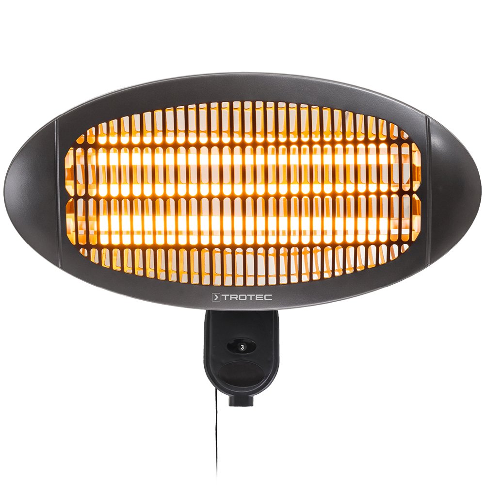 TROTEC Terassenheizstrahler Infrarot IR 2000 S – Heizleistung 650 W / 1300 W / 2000 W – Standgerät,