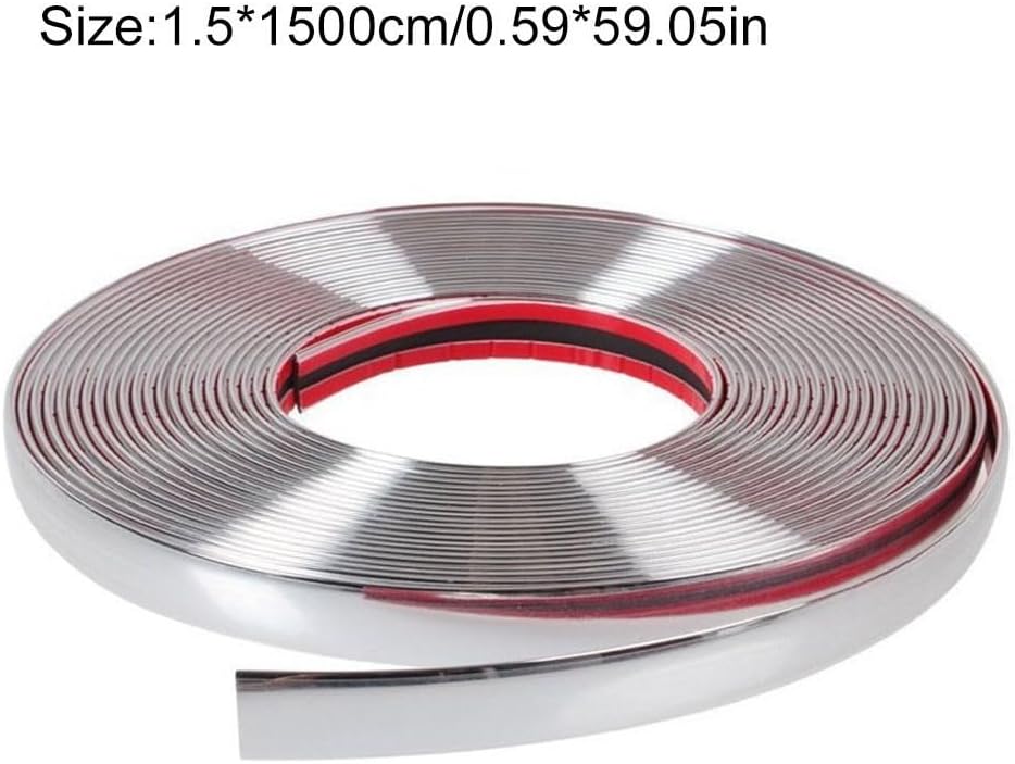 MiOYOOW 15m Auto Zierstreifen, Zierleiste PVC Chrom, Zierleisten Selbstklebend Silber, Auto Universa
