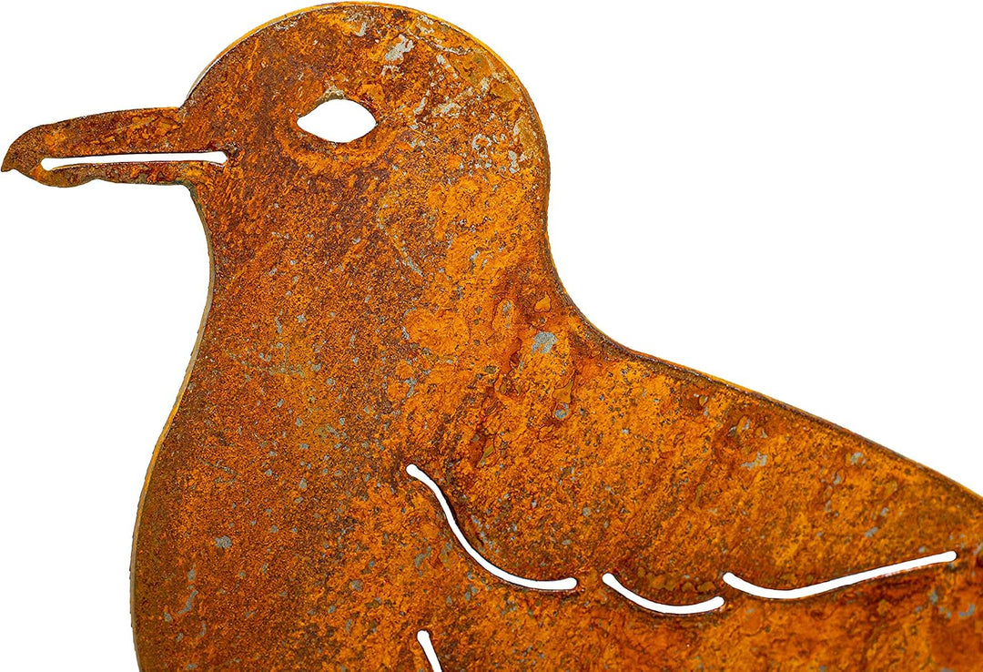Möwe Gartenstecker - Edelrost Gartendeko Metall - Vogel Figuren Garten Zaunstecker - Deko Garten - D