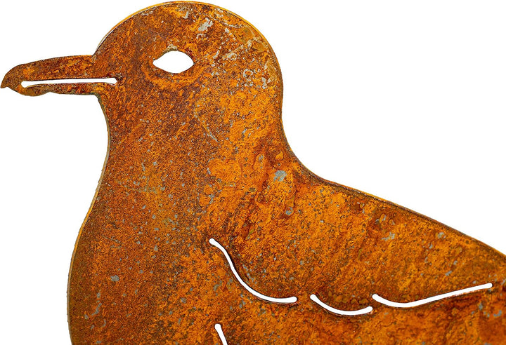 Möwe Gartenstecker - Edelrost Gartendeko Metall - Vogel Figuren Garten Zaunstecker - Deko Garten - D