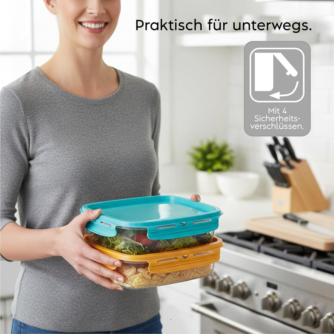 Snips, SnipsLock MIXCOLOR, Set 3 Vorratdosen, 3 x 1,4 LT, Rechteckig, 23,5 x 18,5 x 11 cm Voratdosen