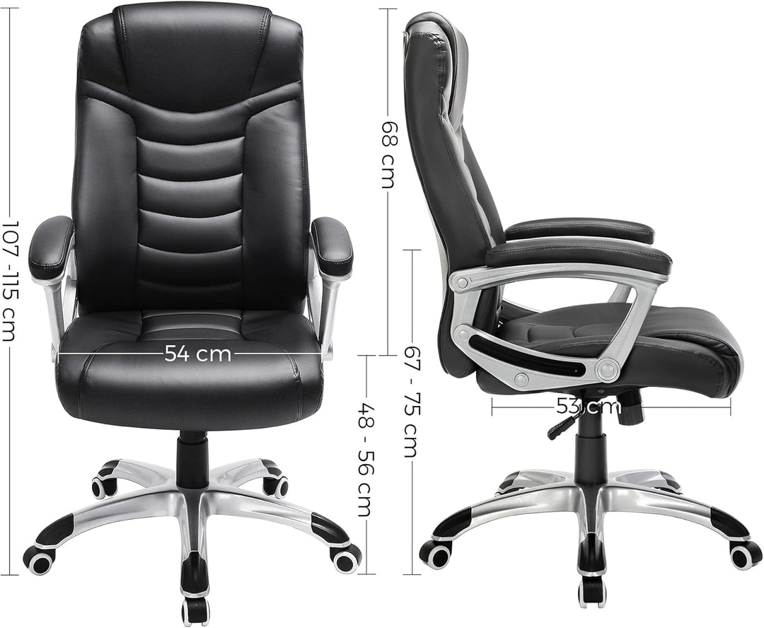 SONGMICS Ergonomischer Bürostuhl, höhenverstellbarer Drehstuhl,Kunstleder, robust, stabil und langle
