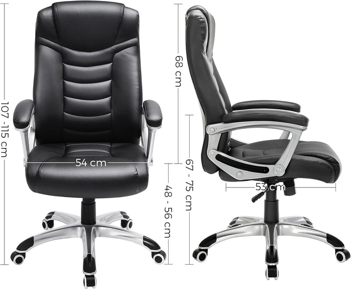 SONGMICS Ergonomischer Bürostuhl, höhenverstellbarer Drehstuhl,Kunstleder, robust, stabil und langle