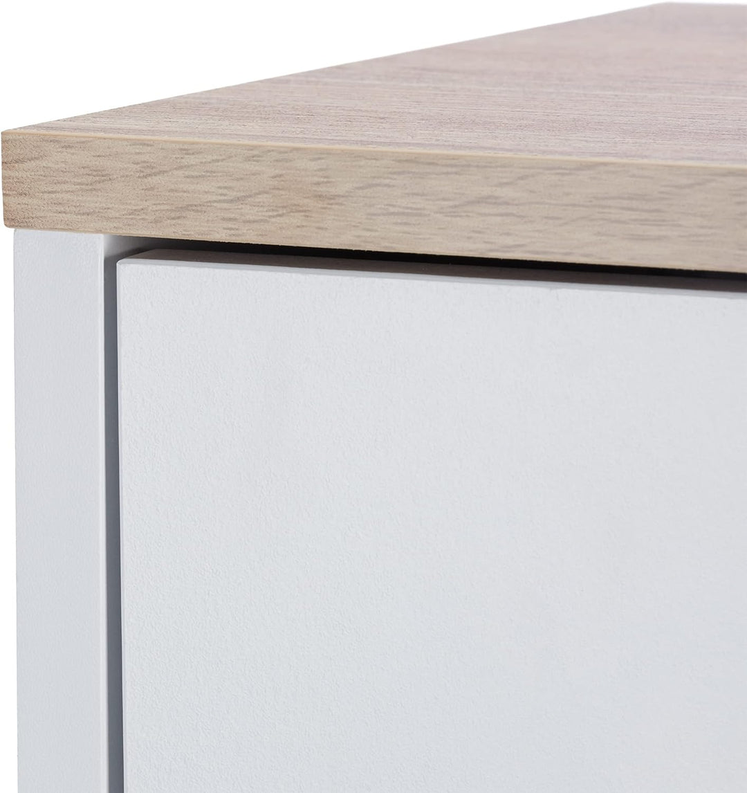 Relaxdays Badezimmerschrank, 2 Schubladen, Türfach, HxBxT: 97,5 x 32 x 28 cm, Bad & Flur, schmaler M