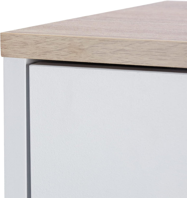 Relaxdays Badezimmerschrank, 2 Schubladen, Türfach, HxBxT: 97,5 x 32 x 28 cm, Bad & Flur, schmaler M