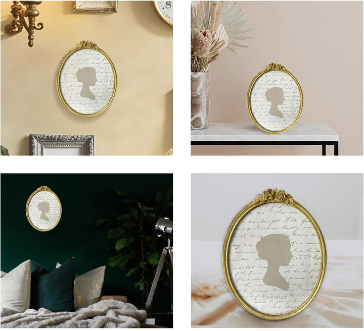 Sunlit Vintage Bilderrahmen, 20,3 x 25,4 cm, oval, antiker Bilderrahmen mit Glasfront, Luxus-Foto-Di