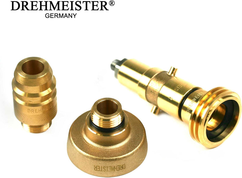 Drehmeister LPG Adapter Set M10 - extra lang - verstärkt - Tankadapter mit Etui - für Gasfahrzeuge -