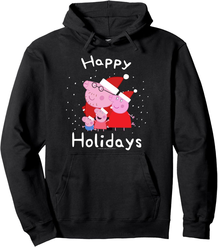 Peppa Pig Christmas Family Portrait Happy Holidays Snow Logo Pullover Hoodie