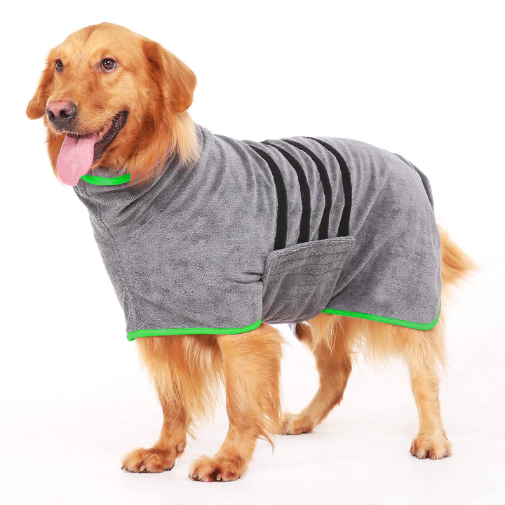 HezzLuv Bademantel für Hunde, Hundebademantel aus Mikrofaser für Mittlere Und Grosse Hunde Grau Bade