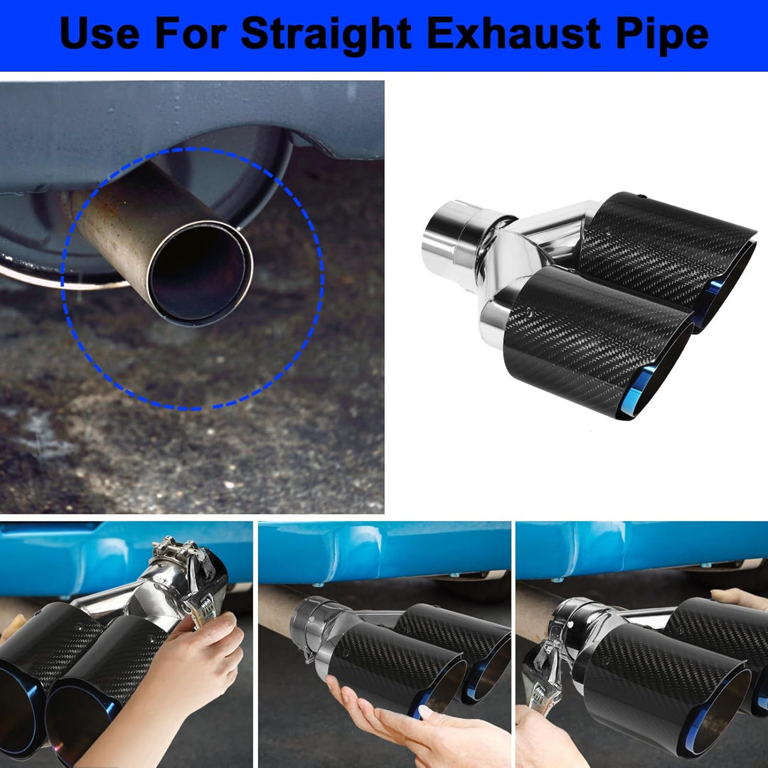 Krtopo 63mm Doppelschalldämpfer Spitze Carbon Auto Auspuffrohr Heckspitze Heckspitze Einlass 2,5" Au