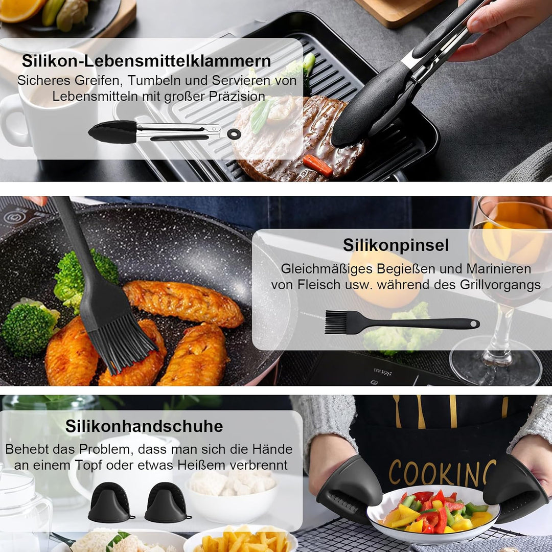Silikonform Heissluftfritteuse für Ninja AF180EU 6.2L, 22 Stück Airfryer Silikonform Set mit Grillro