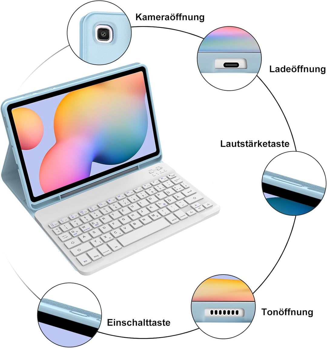 IVEOPPE Tastatur für Samsung Galaxy Tab S6 Lite 2024, Hülle mit Tastatur Galaxy Tab S6, Bluetooth Ma
