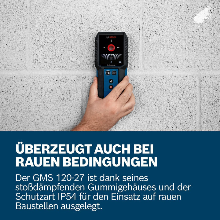 Bosch Professional Ortungsgerät GMS 120-27 (2xAA Batterien, max. Detektionstiefe Nicht-magnetisches