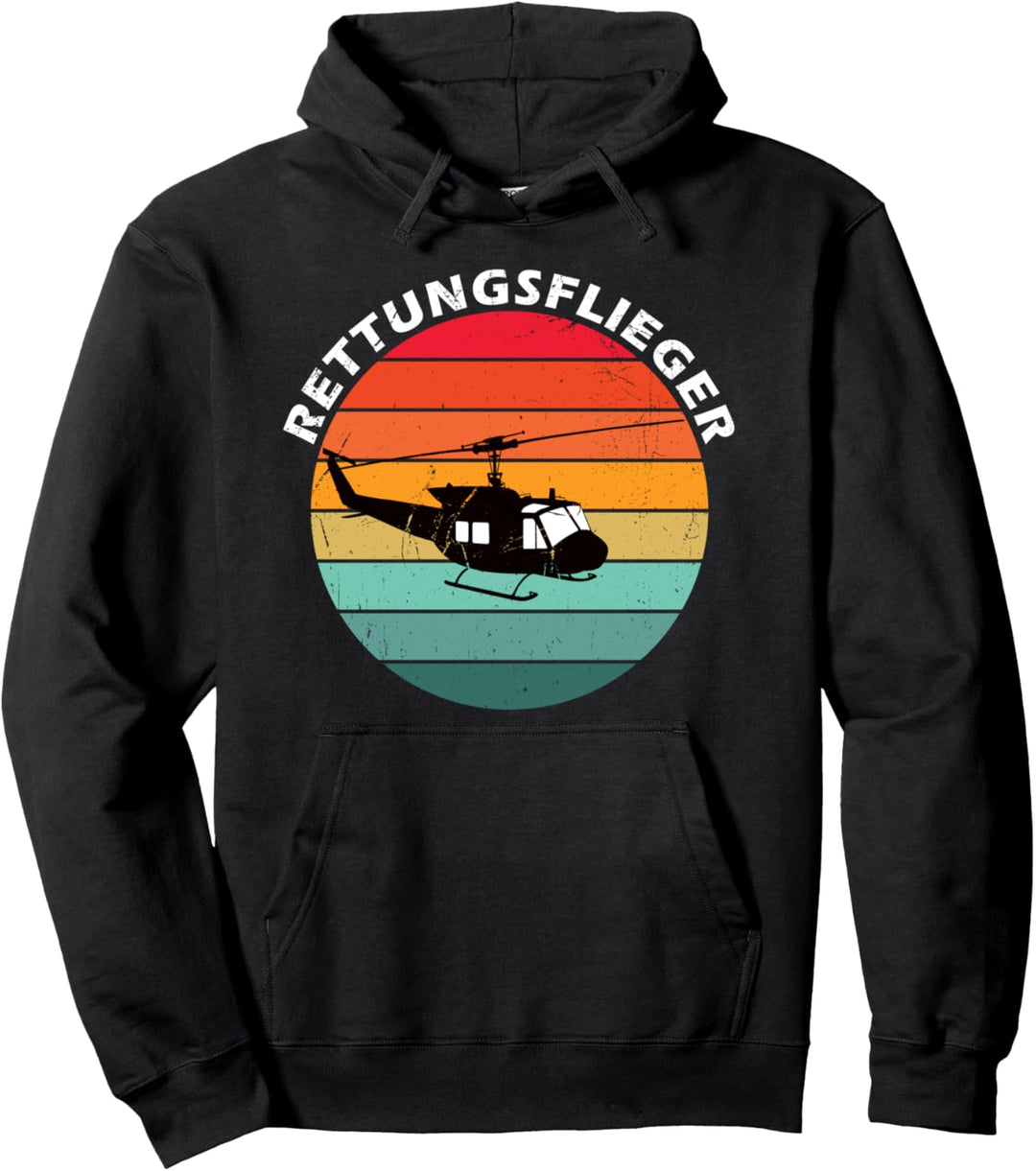 Flugrettung Hubschrauber Vintage Rettungsflieger Pullover Hoodie