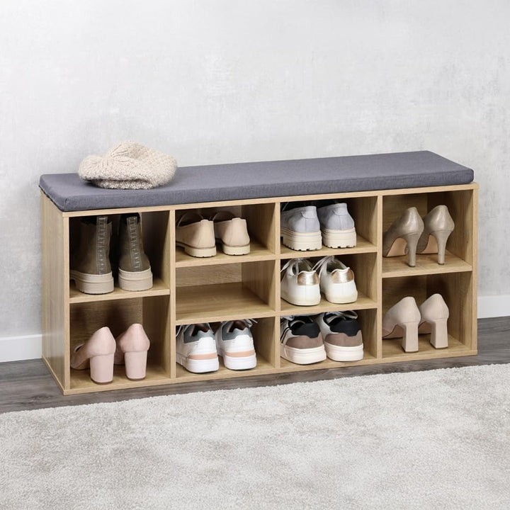 MOON HOME Schuhschrank mit Sitzkissen - Stardust Oak, aus FSC® Holz Faserplatte (MDF) mit Eichenopti