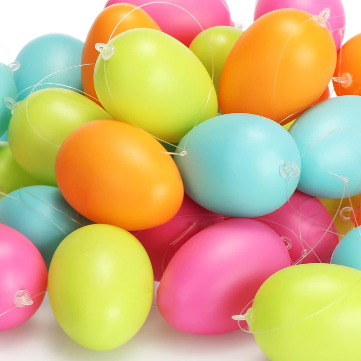 com-four® 36x Ostereier zum Aufhängen - Osterdeko in schönen Pastellfarben - Deko Ostereier aus Kuns