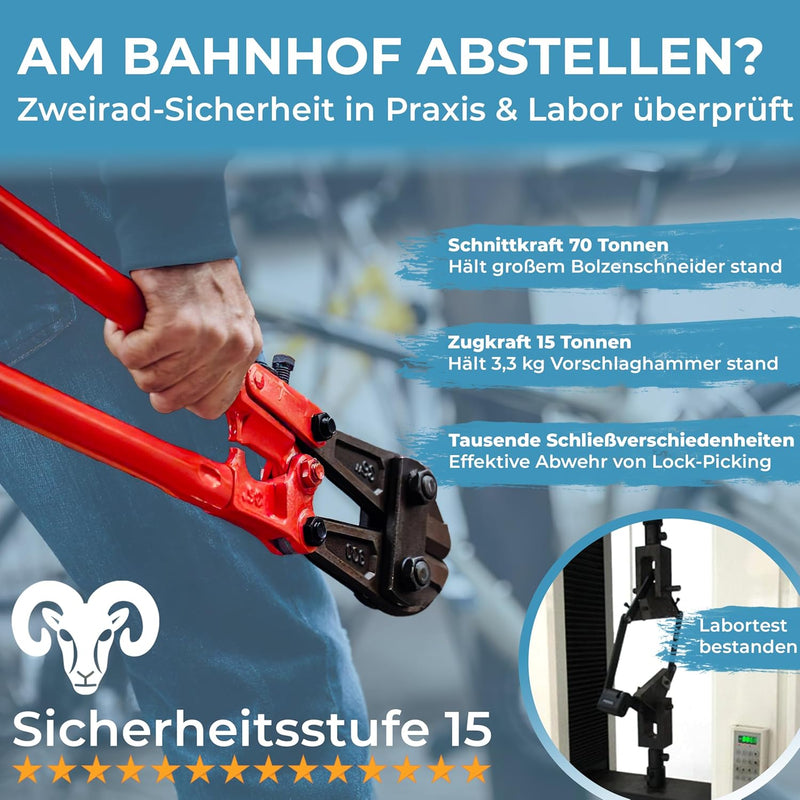 Widder Extrem sicheres Faltschloss Fahrrad [Titan-Stahl Level 15] - Fahrradschloss hohe Sicherheit 9