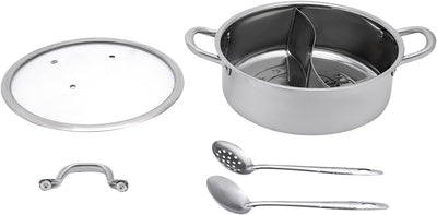 28cm/32cm Shabu Hot Pot Edelstahl Cookware 2 Kammern Mit Glasdeckel Shabu, Dual Sided Für Zwei Versc