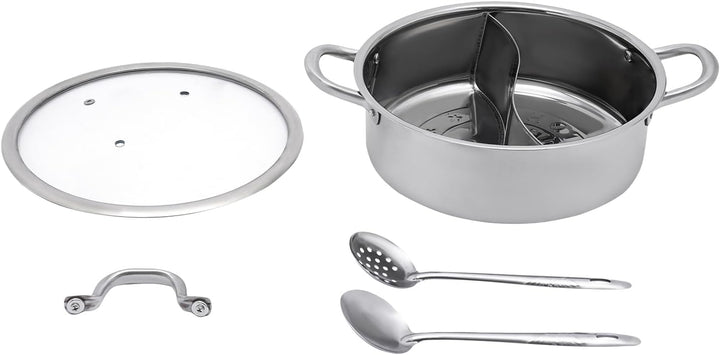 Edelstahl Hot Pot, Dual Shabu Hotpot Topf mit Deckel &amp; Leckerer Löffel &amp; Löffel, Induktion Suppentop